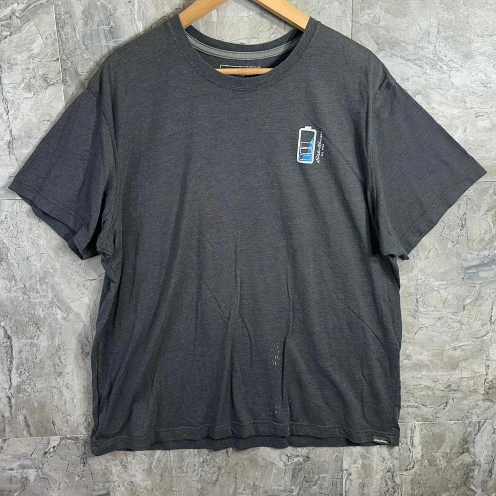 Eddie Bauer grey cotton t-shirt with battery logo Mens Size XL #outdoor